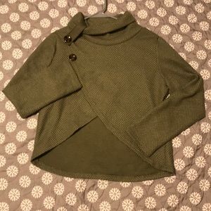 Army Green Button Turtle Neck